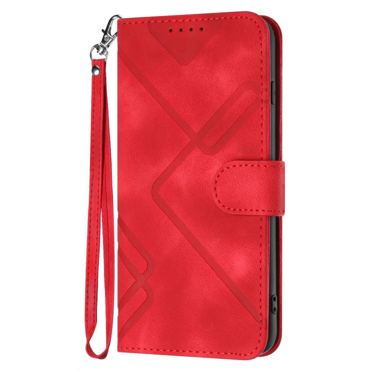Line Pattern Skin Feel Leather Flip Phone Case - For Samsung Galaxy S23 Ultra - mosaccessories